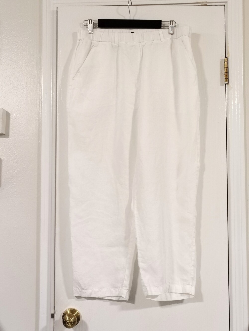 Quince White 100% European Linen Pants Women's Large Relaxed Lagenlook Coastal - Picture 8 of 10